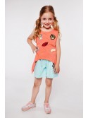 Tricou fete cu petice, coral NDZ8100 - Magazin online - Boutique